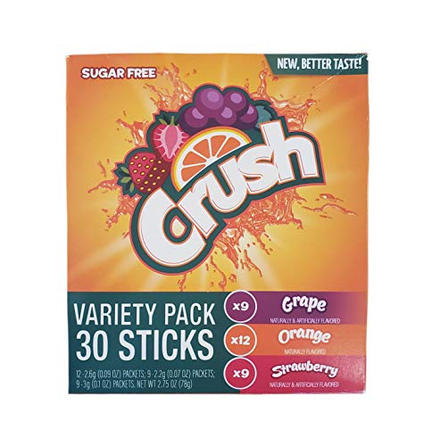 Crush Sugar Free Hydrating On-the-Go Drink Mix Variety Packets - 1 Box (30 Sticks)