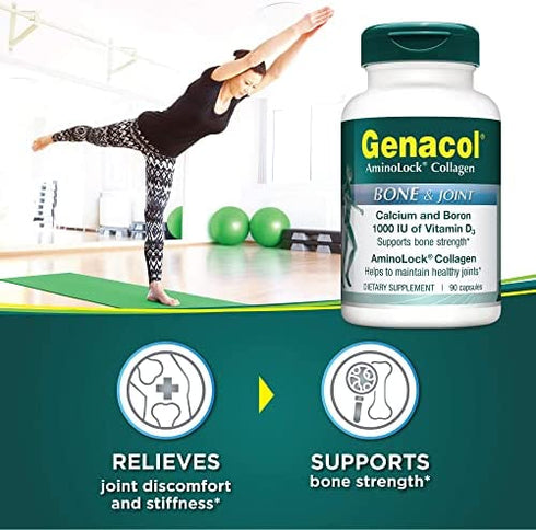 Genacol Bone Health and Joint Support Supplement with Calcium, Boron, Magnesium, Vitamin D3 & Hydrolyzed Collagen | Bone and Joint Supplements for Women and Men (90 Capsules)