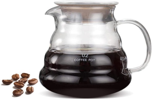 500ml Glass Teapot Coffee Kettle Tea Drip Pot Thickened Heat Resist Water Pot with Handle Lid for Hand Coffee Tea Brewing