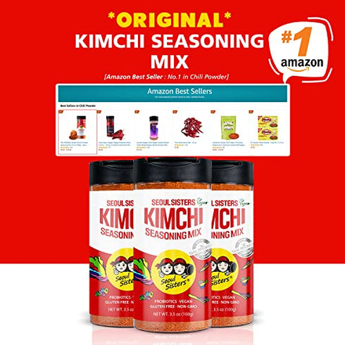 SEOUL SISTERS Korean Kimchi Powder Seasoning Mix 3.5 oz (100g) 1EA - ORIGINAL Spicy Seasoning Mix, Rich in Probiotics, Delicious Barbecue Dry Rub for Chicken Pork Fish Vegetables