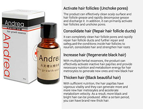 Andrea Hair Growth Essence Hair Loss Scalp Treatments Ginger Genseng Raise Dense Hair Stop Hair Loss Liquid For Damaged Hair Enhance Your Overall Hair Condition 20ml