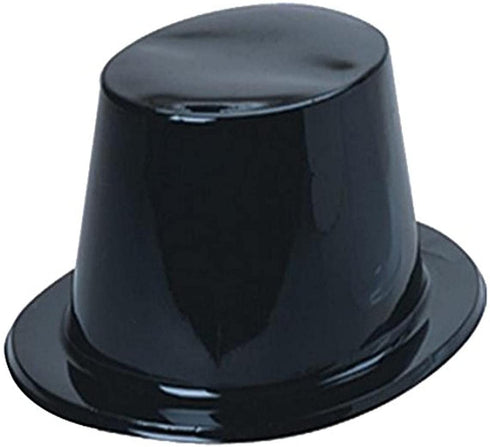 U.S. Toy Plastic Top Hats, Pack of 12, Black