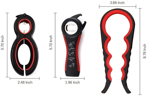 Zsirue Jar Opener, 6&5&4 in 1 Can Opener Set, Multi Function Can Opener, Bottle Opener Kit with Silicone Handle Easy to Use for Seniors Arthritis Suffers and Weak Hands