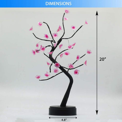 Bonsai Tree Light with Adapter Included, Tree Lamps for Living Room, Cute Night Light for House Decor, Good for Gifts, Home Decorations, Weddings, Christmas and More (Pink Cherry Blossom, 36 LED)