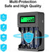 Deleepow 4 Bay Rapid Smart LCD USB AA Battery Charger for AA AAA Lithium Rechargeable Batteries