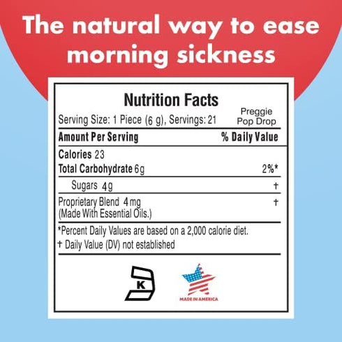 Preggie Pop Drops | 21 Drops | Morning Sickness & Nausea Relief during pregnancy | Safe for pregnant Mom & Baby | Gluten Free | Four Flavors: Lemon, Raspberry, Green Apple, Tangerine