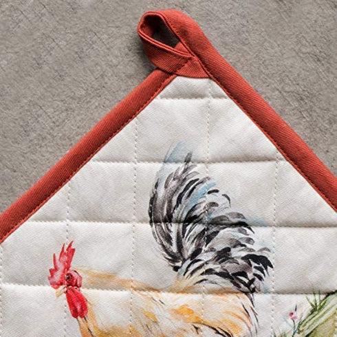 Maison d' Hermine Campagne 100% Cotton Pot Holder Set of 2 Heat Resistant Pot Holder with Loop for BBQ Cooking Baking Grilling Microwave Barbecue Spring/Summer (8"x8")