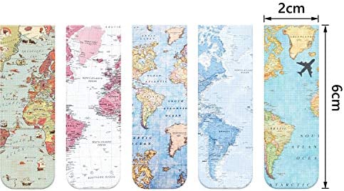 10 Pieces Magnetic Bookmarks Magnet Page Markers Assorted Book Markers Set for Students Reading (Map Syle, 2.3 x 0.8 Inch)