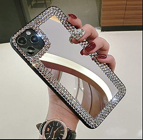 Poowear for iPhone 11 Case 3D Glitter Sparkle Bling Mirror Case Luxury Shiny Crystal Rhinestone Diamond Bumper Clear Protective Case Cover for Women for iPhone 11 Silver