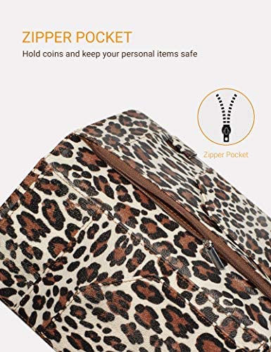 Zreal Server Book for Waitress, 5 X 9 Leopard Serving Books with Zipper Pouch, Magnetic Closure Pocket with High Volume, Cute Waitress Book Organizer with Money Pocket Fit Server Apron (Light Leopard)