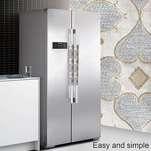 OUGAR8 Refrigerator Door Handle Covers Handmade Decor Protector for Ovens, Dishwashers.Keep Your Kitchen Appliance Clean from Smudges, Food Stains (Quatrefoil)