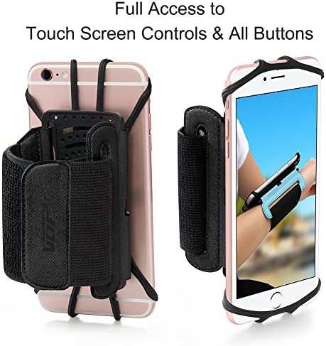 VUP Cell Phone Holder Wristband for iPhone Xs Max/XS/XR/X/6S/7/8 Plus, Galaxy S10/S10+/S10e/S9/S9+/S8 Note 9/8/J7, LG G6, Google Pixel 3 XL, 180 Rotatable Armband for 4.0"~6.5" Mobile Phone