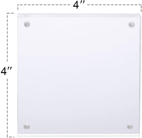 Picture Frame, TWING 4x4 Inch 2 Pack Acrylic Photo Frames Horizontal Magnet Double Sided Picture Frame Set with Microfiber Cloth,10 + 10MM Thickness Clear Picture Frame Desktop Display