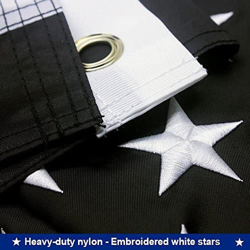 VSVO Thin Blue Line American Police Flag 4x6 ft - Embroidered Stars and Sewn Stripes with Grommets Black White and Blue USA Flags