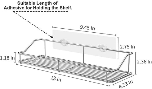 SMARTAKE 2-Pack Shower Caddy, Wall Mounted Rustproof Bathroom Shelf with Adhesive, No Drilling Strong Shower Racks, Stainless Steel Storage Organizers for Kitchen Toilet Dorm (13 Inches), Silver