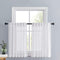 PONY DANCE Short Window Curtains - Linen Look Semi Sheer White Voile Valance Casual Back Tab Drapes for Small Bathroom Basement, 52 Wide x 36 Long, 2 Panels