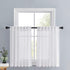 PONY DANCE Short Window Curtains - Linen Look Semi Sheer White Voile Valance Casual Back Tab Drapes for Small Bathroom Basement, 52 Wide x 36 Long, 2 Panels