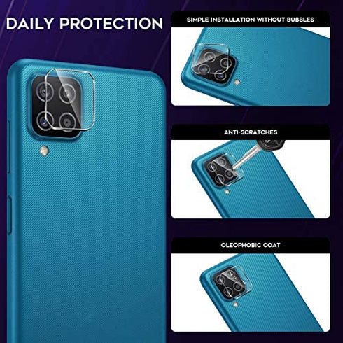 (3 Pack) Orzero Compatible for Samsung Galaxy A12 5G Camera Lens Protector (Flexible Glass), 2.5D Arc Edges HD Anti-Scratch Bubble-Free (Lifetime Replacement)