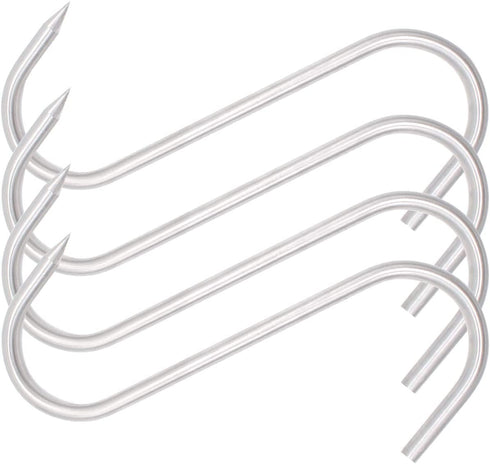 8 Inch Meat Hook,8mm Heavy Duty S-Hooks HONSHEN Stainless Steel Meat Processing Butcher Hook (Meat Hooks 8inch8mm4p)