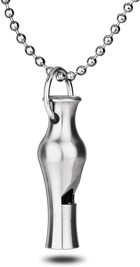 TI-EDC Emergency Safety Whistle Keychain Necklace Titanium Survival Rape Loud Whistle for Security Outdoor Hiking Camping Boating Hunting Fishing Men Women