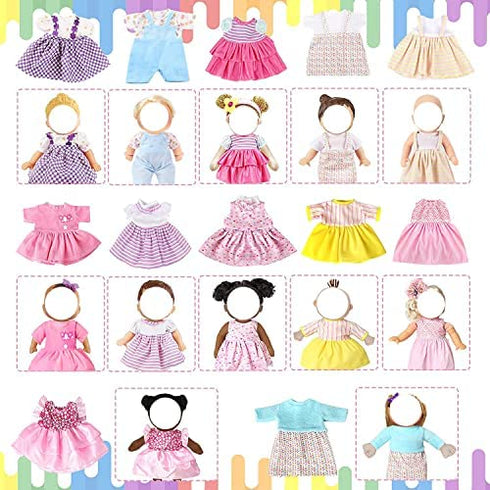 Baby Doll Clothes Fits 12'' 13'' 14'' 15''Bitty Girl Alive Baby Doll Clothes Diapers 360°Sewing Dresses for with Doll Nappies, Milk Bottle, Nipple, and Doll Accessories Pack of 25 Bag Set