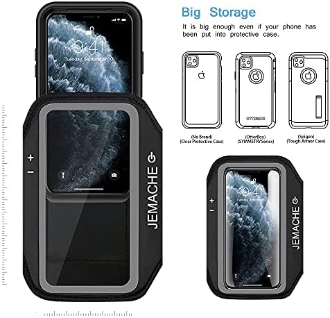 iPhone 14 Pro Max, 13 Pro Max, 14 Plus Armband, JEMACHE Water Resistant Gym Running Workouts Arm Band Case for iPhone 14 Plus, 14/13/12/11 Pro Max, Xs Max (Black)