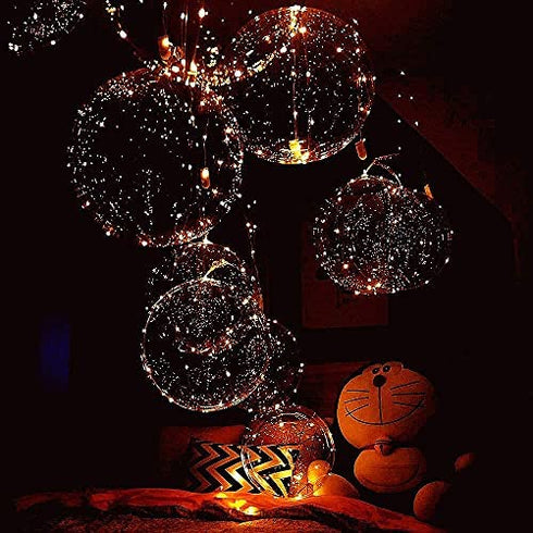LED Light Up Bobo Baloons 10 Packs, 20 Inches Clear Helium Transparent Balloons 15 pcs, Glow in The Dark Ballons for Christmas Wedding Birthday Valentines Day Halloween Party Decoration
