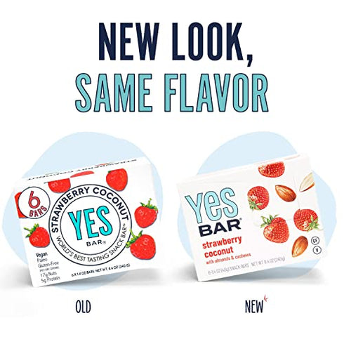 The YES Bar – Strawberry Coconut – Plant Based Protein, Decadent Snack Bar – Vegan, Paleo, Gluten Free, Dairy Free, Low Sugar, Healthy Snack, Breakfast, Low Carb, Keto Friendly (Pack of 6)