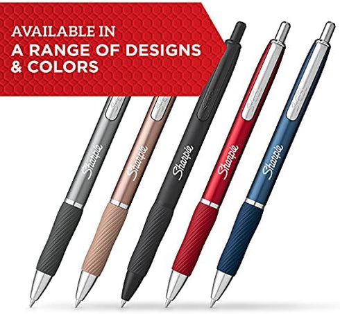 SHARPIE S-Gel, Gel Pens, Sleek Metal Barrel, Champagne, Medium Point (0.7mm), Black Ink, 4 Count