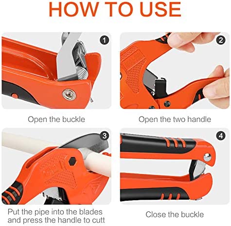 AIRAJ PVC Pipe Cutter to Cutting 1-3/4'' (42mm) PEX,PVC,PPR Plastic Pipes,Ratcheting PVC Pipe Cutter with SK5 Steel Blade & Ergonomic Handle,Plastic PVC Cutter Suitable for Home Working and Plumber
