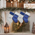Ivenf Christmas Stockings, 4 Pcs 18 inches Blue Silver Faux Silk Quilted Thick Luxury Stockings, for Family Holiday Xmas Fireplace Decorations