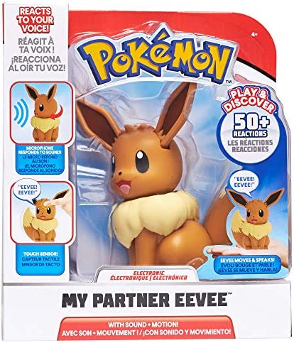 Pokemon Electronic & Interactive My Partner Eevee - Reacts to Touch & Sound, Over 50 Different Interactions with Movement and Sound - Dances, Moves & Speaks - Gotta Catch ‘Em All , Brown