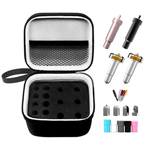 Portable Organizer Holder Compatible with Cricut Maker Blades & Housing, QuickSwap Tip & Explore DeepCut Blade, Storage Bag for Cricut Tool Accessories, Black Carrying Case with Lanyard