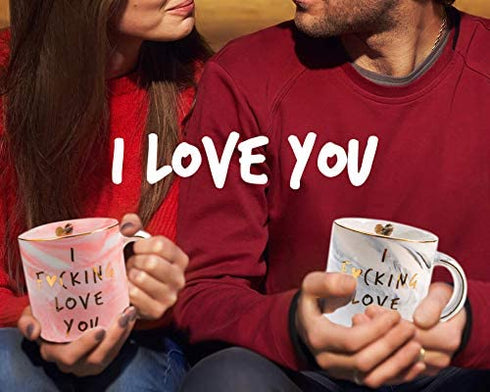 VILIGHT Girlfriend Boyfriend Gifts I Love You Mug for Him Her - Funny Presents Ideas for Husband Wife - Marble Coffee Cup 11.5 Oz