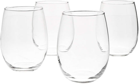 Cristar Stemless Wine Glasses Set of 4, 15.5 Ounce Glasses for Red or White Wine
