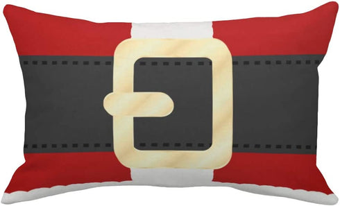 Fukeen Father Christmas Decorations Throw Pillow Covers Santa Suit Belt Gold Buckle Christmas Belly Outfit Waist Lumbar Pillow Cases Oblong Super Soft Cushion Cover for Home Bedding Decor