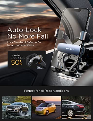 AINOPE Car Phone Holder Mount 2022 Upgrade Gravity Car Phone Mount with Newest Air Vent Clip Auto Lock Hands Free Cell Phone Holder Mount for Car Compatible for iPhone 14 Pro Max 13 12 & All Phones