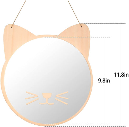 iCAGY Hanging Lightweight Mirror for Wall, Acrylic Nonglass Small Decorative Wall Mirror for Hallway Bedroom Kids Safety 11.8x10.6 inch Cat