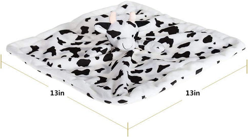 Apricot Lamb Stuffed Animals Cow Security Blanket Infant Nursery Character Blanket Luxury Snuggler Plush Baby Lovey(Cow, 13 Inches)