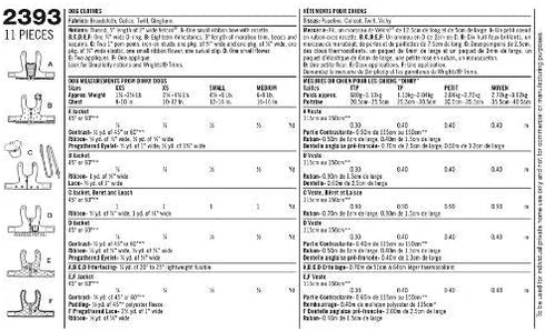 Simplicity Small to Medium Dog Clothes and Jackets Sewing Pattern, Sizes XXS to M