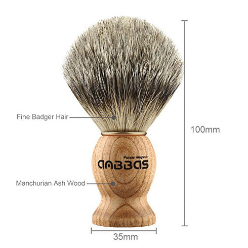 Shaving Brush, Handmade Pure Badger Hair Brush with Natural Manchurian Ash Wood Handle for Men Traditional Wet Shaving