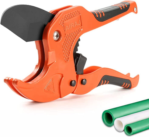 AIRAJ PVC Pipe Cutter to Cutting 1-3/4'' (42mm) PEX,PVC,PPR Plastic Pipes,Ratcheting PVC Pipe Cutter with SK5 Steel Blade & Ergonomic Handle,Plastic PVC Cutter Suitable for Home Working and Plumber