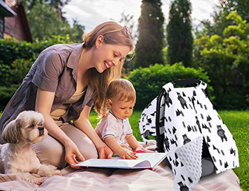 Car Seat Covers for Babies, Breathable Infant Car Seat Cover Baby Car Seat Cover Carseat Canopy with Peekaboo Opening, Newborn Universal Fit Car Seat Cover Baby Essentials for 4 Seasons