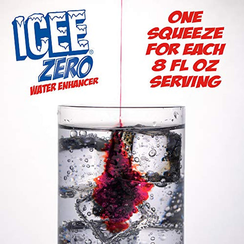 ICEE Zero Calorie Cherry, Blue Raspberry, Orange and Mango Liquid Water Enhancer Drink Mix, Natural Flavor Drops, Sugar Free, 1.62 Fl Oz Concentrate (48 ml) - 4 Ultimate Variety Pack