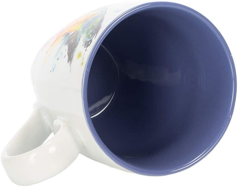 DEMDACO Kaleidoscope Butterfly Watercolor Blue 16 Ounce Glossy Stoneware Mug With Handle