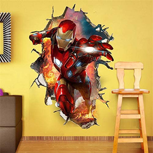 ZI XIN Superhero Wall Stickers Iron Man Wall Decals Excellent Vinyl Wall Decor for Boys Room Living Room (Size 35.4 x 23.6 inch)