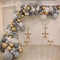 155Packs DIY Grey Balloons Garland Arch Kit-White-Chrome Metallic Gold Balloons for Wedding Birthday Party Baby Shower Decoration
