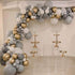 155Packs DIY Grey Balloons Garland Arch Kit-White-Chrome Metallic Gold Balloons for Wedding Birthday Party Baby Shower Decoration