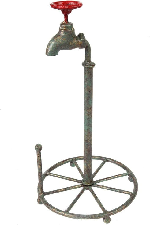Lily's Home Vintage Rustic Kitchen Paper Towel Roll Holder, Country Design Crafted from an Old Spigot, Holds Standard Size Rolls, Green Patina