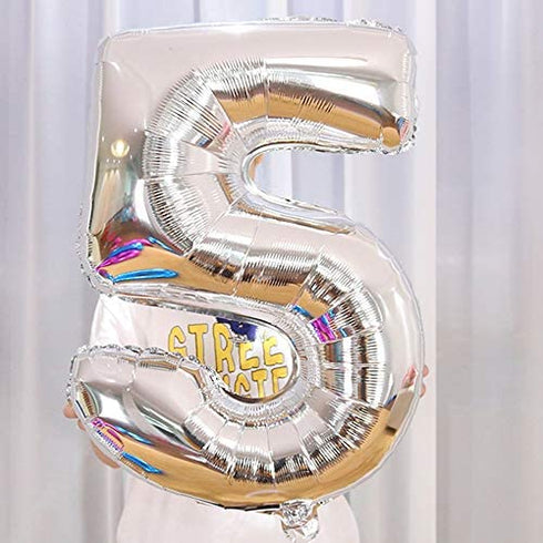2pcs 40 Inch Number Balloon Foil Balloons Number 15 Jumbo Giant Balloons Prom Balloon Mylar Huge Number Balloon for Birthday Party Decoration Wedding Anniversary, XXXL Silver 15 Number Balloon